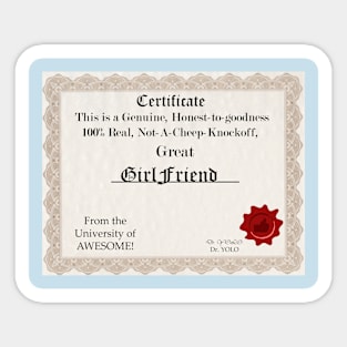 Girlfriend Certificate Sticker